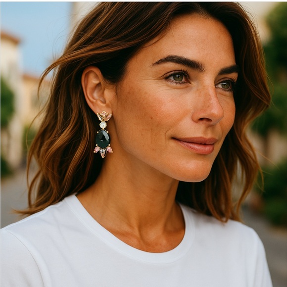 J. Crew Crystal Pear Drop Earrings - Picture 3 of 8